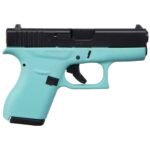 Glock 42 Robin’s Egg Blue 380 Auto (ACP) 3.26in Elite Black Cerakote Pistol – 6+1 Rounds